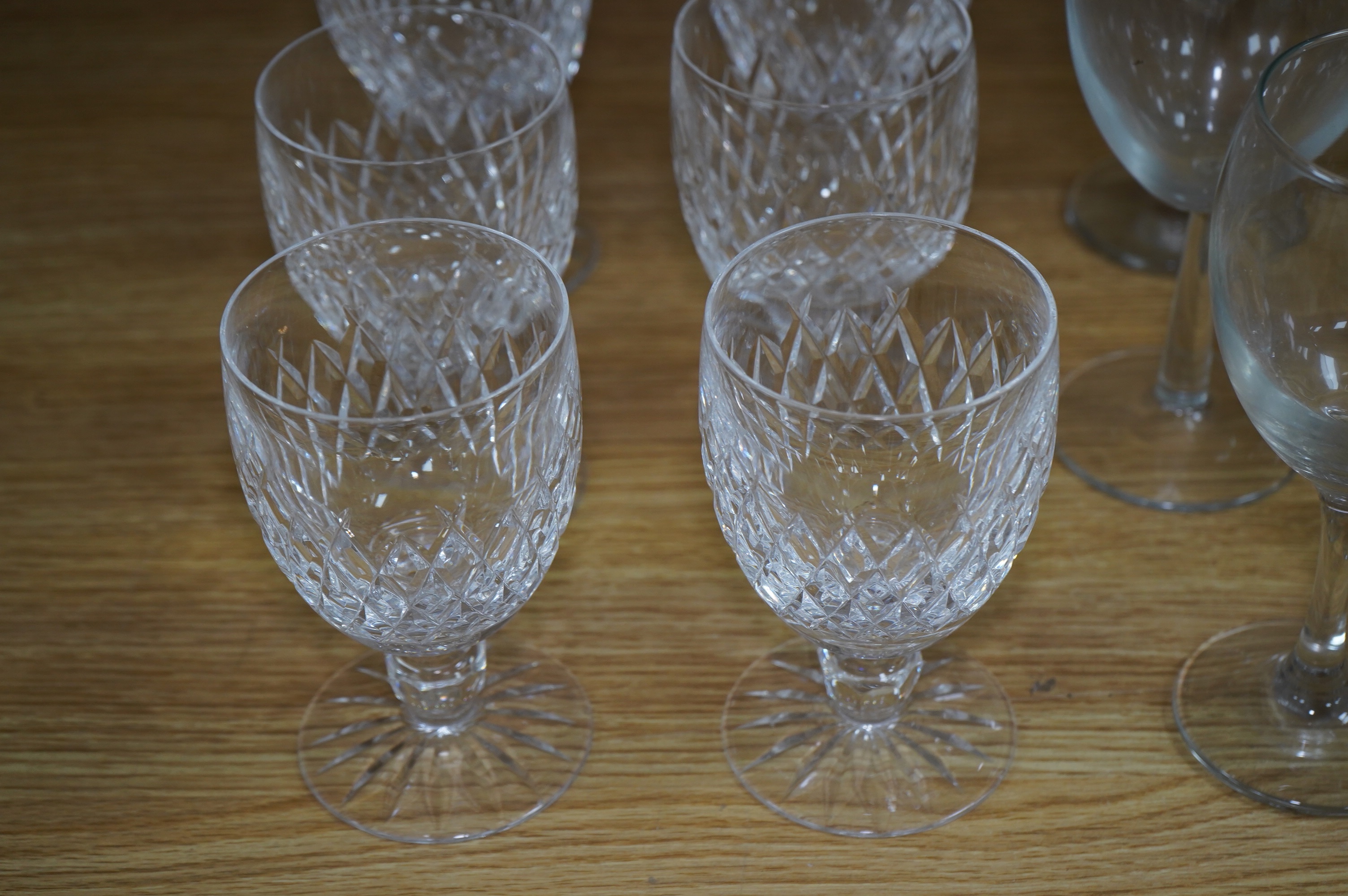 Waterford glassware, set of six and eleven other wine glasses. Condition - good